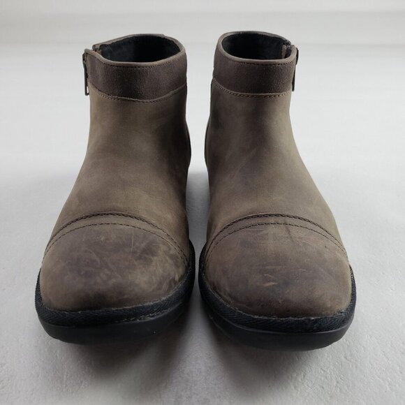 Ugg Attell Waterproof Ankle Boot Womens 7 Brown Leather Side Zip Fleece Lined - Picture 4 of 11